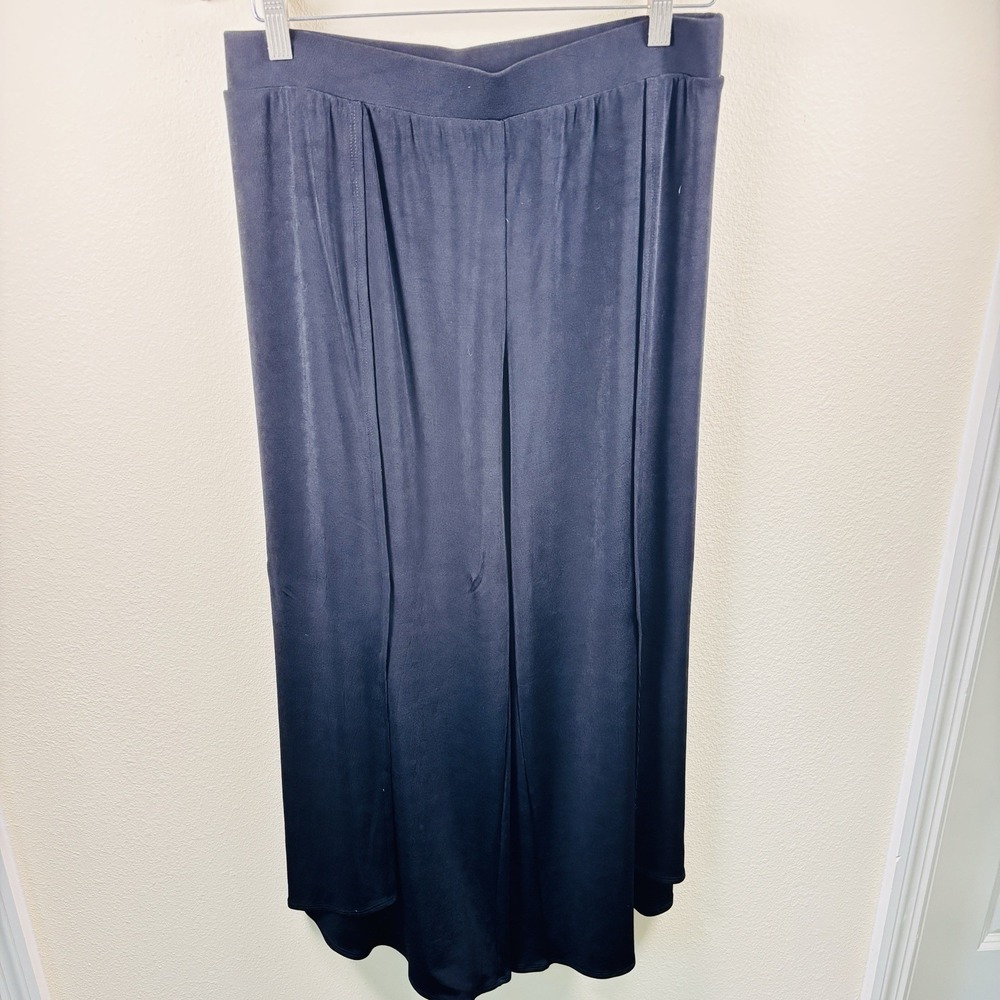 Chicos Travelers Wide Leg Pants Women 1 Black Stretch Slinky Elastic Waist US S1